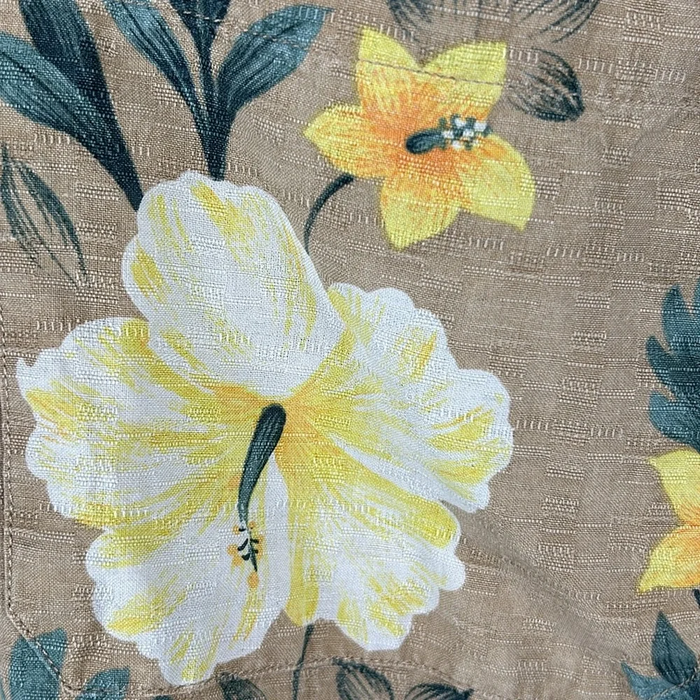 Caribbean Joe Men’s 100% Silk Hawaiian Aloha Floral Button Dress Shirt Size XL - Picture 5 of 12